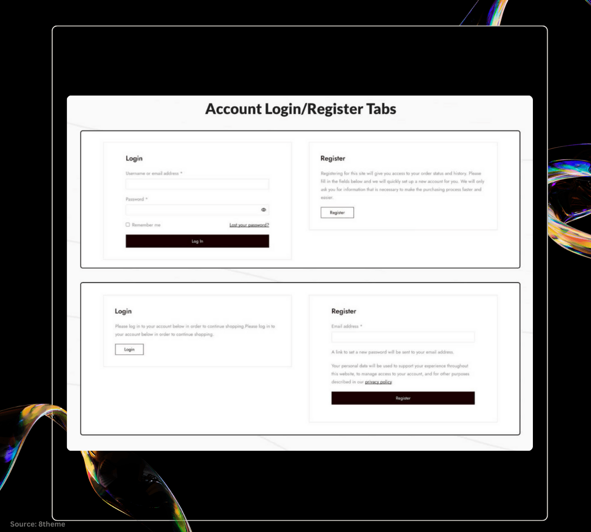 Customer Account Login and Registration  